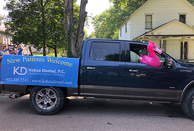 Kobza Dental sign on truck