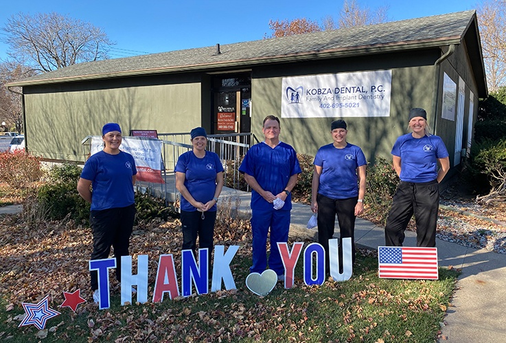 Falls City dentist by thank you sign