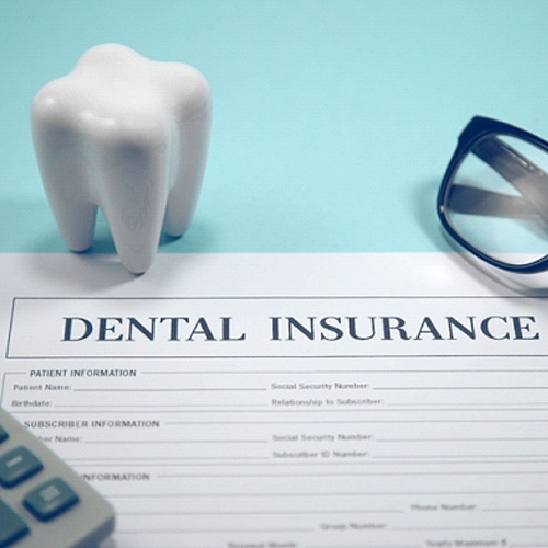 Dental insurance form on desk