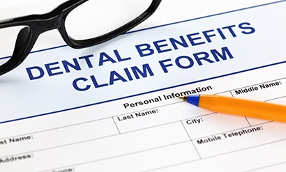 Dental claim form on a table