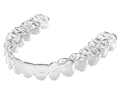 Invisalign clear aligner on white background