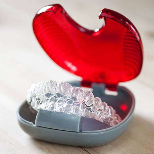 invisalign tray in holder